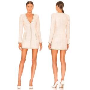 ASSIGNMENT Bridgette Mini Dress Tweed Long Sleeve Bridal Formal Party Wedding S
